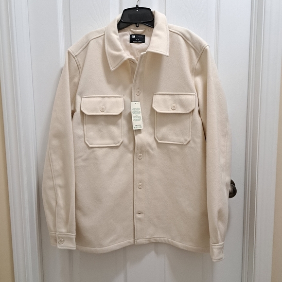 Simons | Le 31 Mens Shirt Jacket Size Medium Overshirt Cream Buton Front New! - Picture 2 of 14